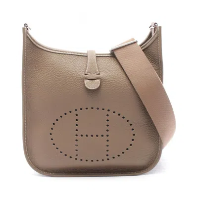 Pre-owned Hermes Etoupe Taurillon Clemence Leather Shoulder Bag () In Multi
