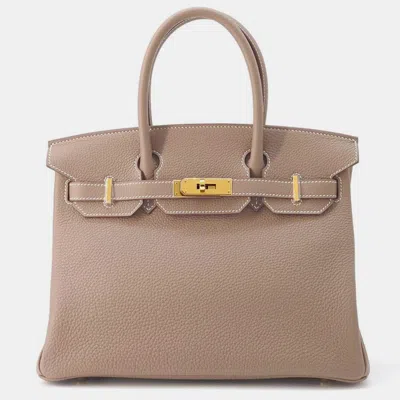 Pre-owned Hermes Etoupe Togo Leather Birkin 30 Tote Bag In Brown