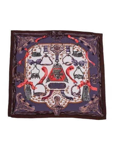Pre-owned Hermes Etriers Cashmere Shawl In Purple