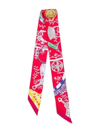Pre-owned Hermes Etriers Remix Silk Twilly Scarf In Multi