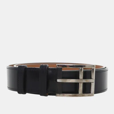 Pre-owned Hermes Etriviere 32 Leather Belt In Black
