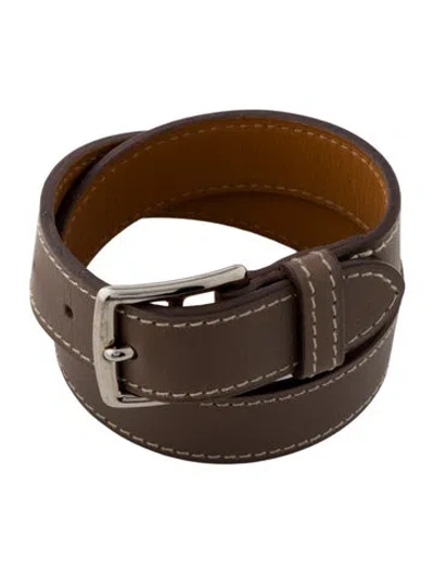 Pre-owned Hermes Etriviere Double Tour Bracelet In Brown