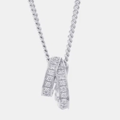 Pre-owned Hermes Etriviere H124208b 18k White Gold Diamond Women's Necklace