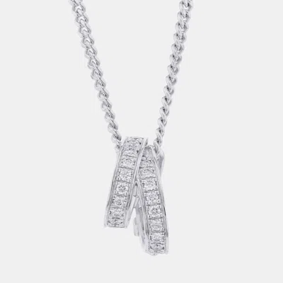 Pre-owned Hermes Etriviere H124208b 18k White Gold Diamond Women's Pendant Necklace