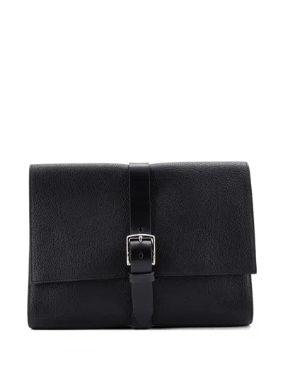 Pre-owned Hermes Etriviere Ii Folder Pouch Togo 29 Clutch Bag In Black