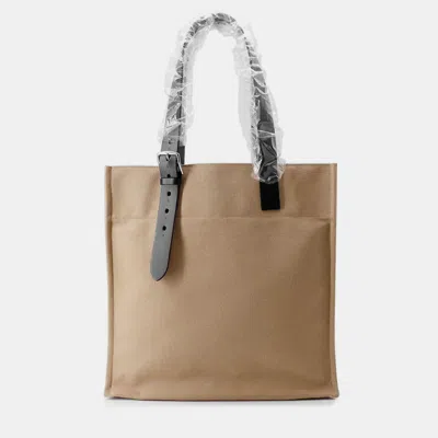 Pre-owned Hermes Etrivieres Shopping Beige Marfa/black Towargoelan Vache Hunter Leather In Sand