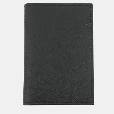 Pre-owned Hermes Euclid Card Case Black Epsom