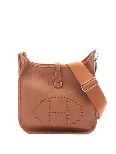 Pre-owned Hermes Evelyn 3 Troyes Pm Eather Shoulder Bag In Brown