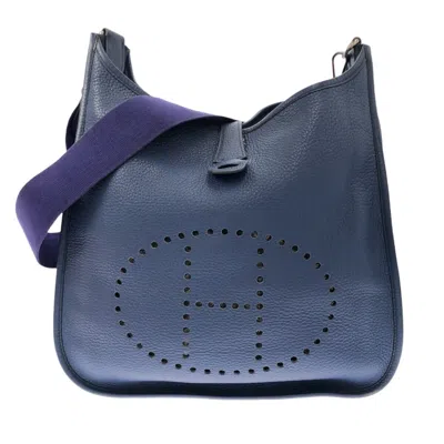 Hermes Hermès Evelyn Blue Leather Shoulder Bag ()