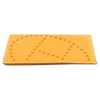 Pre-owned Hermes Hermès Evelyn Wallet In Orange