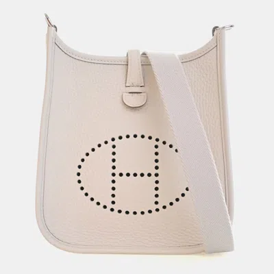 Pre-owned Hermes Evelyne 16 Gris Pale Clemence Leather Crossbody Bag In Gray