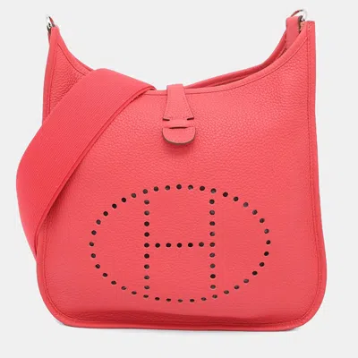Pre-owned Hermes Evelyne 3 Pm Bougainvillier Taurillon Clemence Bag In Red