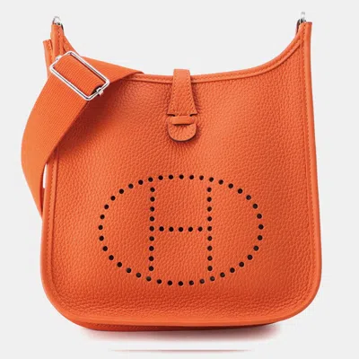 Pre-owned Hermes Evelyne 3 Tangerine Taurillon Clemence Size 23 In Orange