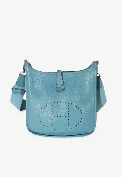 Hermes Evelyne 33 In New Bleu Jean Clemence With Palladium Hardware
