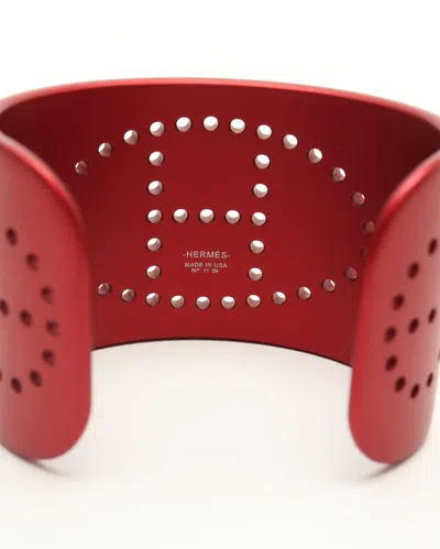 Pre-owned Hermes Hermès Evelyne Aluminium Cuff Bracelet In Red