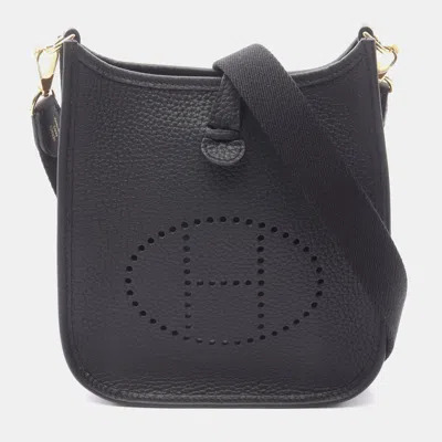 Pre-owned Hermes Evelyne Amazon Tpm Black Clemence Leather Shoulder Bag