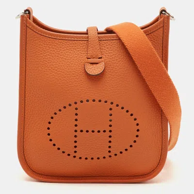 Pre-owned Hermes Evelyne Amazone Tpm 16 Mango Taurillon Clemence Leather Crossbody Bag In Orange
