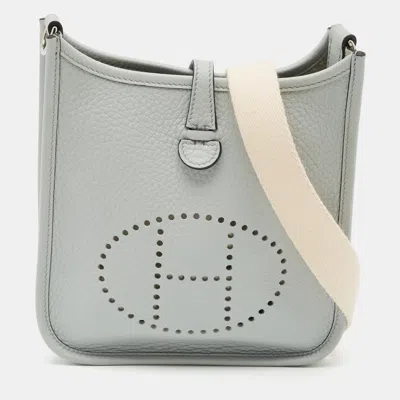 Pre-owned Hermes Evelyne Amazone Tpm Bleu Pale/nata Taurillon Clemence Leather Crossbody Bag In Blue