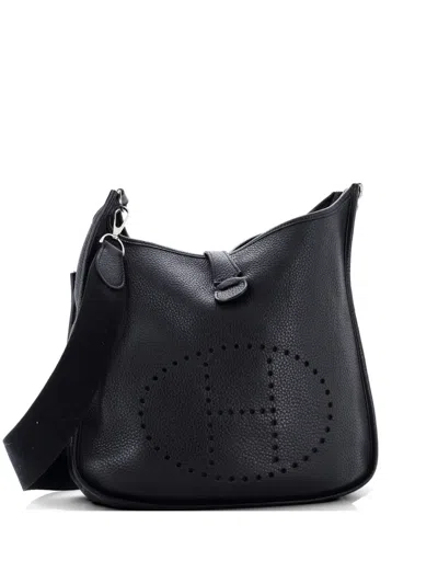 Pre-owned Hermes Evelyne Bag Gen Iii Clemence Gm Crossbody Bag In Black