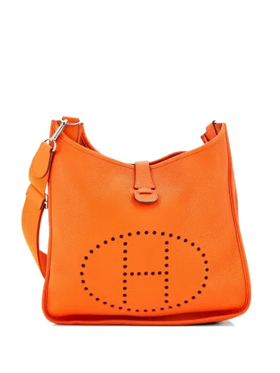 Pre-owned Hermes Evelyne Bag Gen Iii Clemence Gm Crossbody Bag In Orange