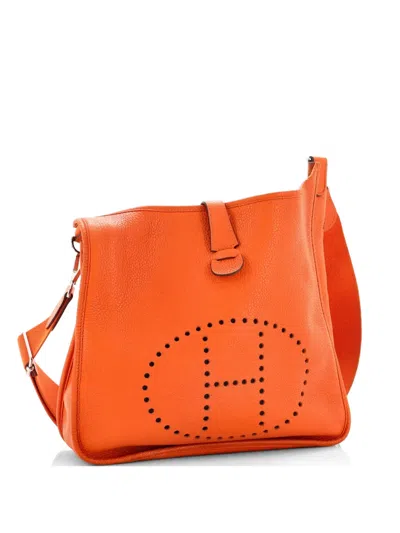 Pre-owned Hermes Evelyne Bag Gen Iii Clemence Gm Crossbody Bag In Orange