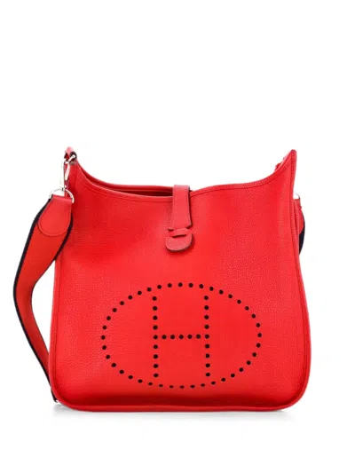 Pre-owned Hermes Evelyne Bag Gen Iii Clemence Gm Crossbody Bag In Red