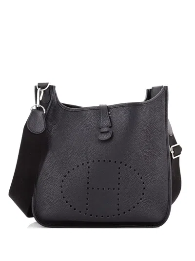 Pre-owned Hermes Evelyne Bag Gen Iii Clemence Pm Crossbody Bag In Black