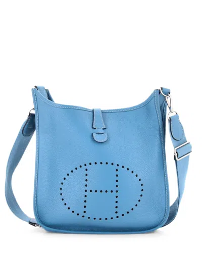 Pre-owned Hermes Evelyne Bag Gen Iii Clemence Pm Crossbody Bag In Blue