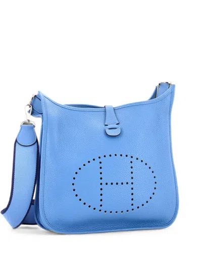 Pre-owned Hermes Evelyne Bag Gen Iii Clemence Pm Crossbody Bag In Blue