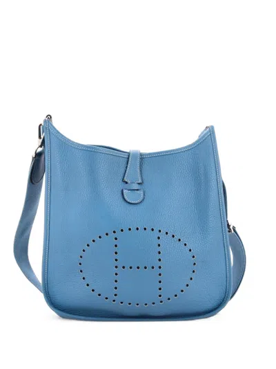 Pre-owned Hermes Evelyne Bag Gen Iii Clemence Pm Crossbody Bag In Blue