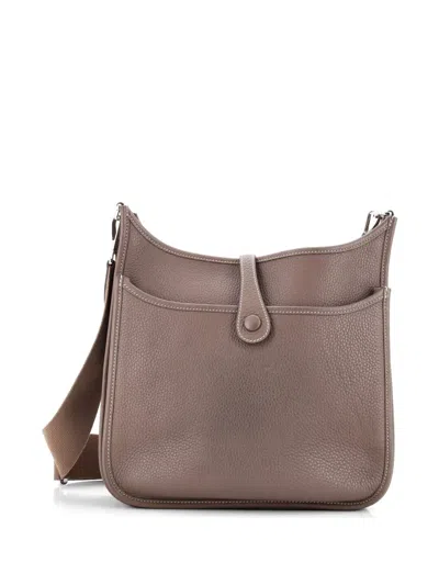 Pre-owned Hermes Evelyne Bag Gen Iii Clemence Pm Crossbody Bag In Gray