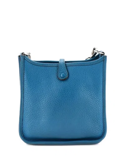 Pre-owned Hermes Evelyne Bag Gen Iii Clemence Tpm Crossbody Bag In Blue