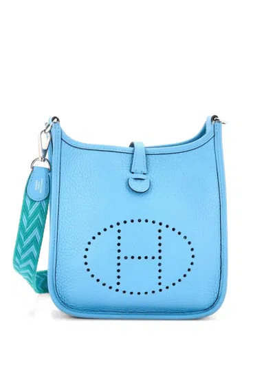 Pre-owned Hermes Evelyne Bag Gen Iii Clemence Tpm Crossbody Bag In Blue