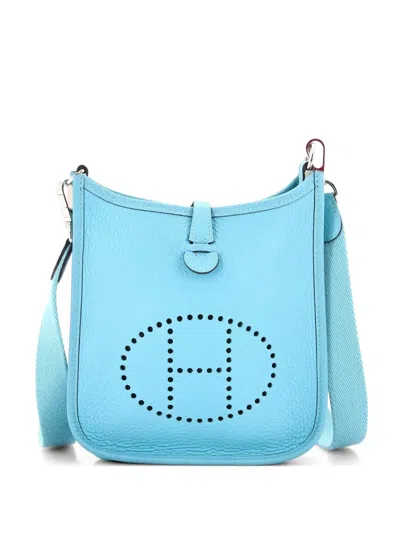 Pre-owned Hermes Evelyne Bag Gen Iii Clemence Tpm Crossbody Bag In Blue