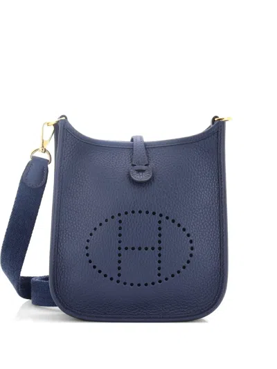 Pre-owned Hermes Evelyne Bag Gen Iii Clemence Tpm Crossbody Bag In Blue
