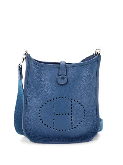 Pre-owned Hermes Evelyne Bag Gen Iii Clemence Tpm Crossbody Bag In Blue