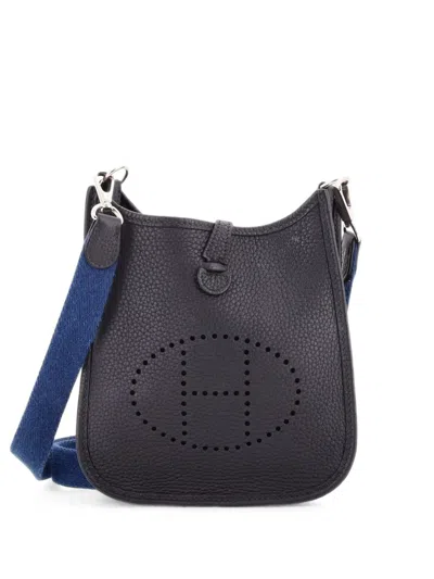 Pre-owned Hermes Evelyne Bag Gen Iii Clemence Tpm Crossbody Bag In Blue