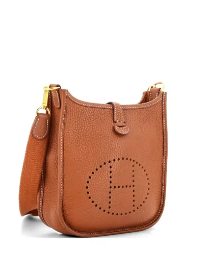 Pre-owned Hermes Evelyne Bag Gen Iii Clemence Tpm Crossbody Bag In Brown