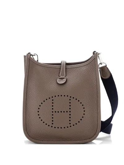 Pre-owned Hermes Evelyne Bag Gen Iii Clemence Tpm Crossbody Bag In Gray