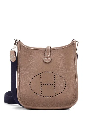 Pre-owned Hermes Evelyne Bag Gen Iii Clemence Tpm Crossbody Bag In Gray