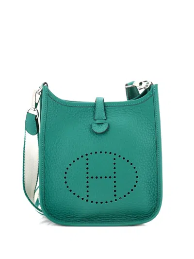 Pre-owned Hermes Evelyne Bag Gen Iii Clemence Tpm Crossbody Bag In Green