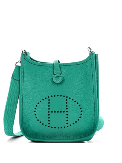 Pre-owned Hermes Evelyne Bag Gen Iii Clemence Tpm Crossbody Bag In Green