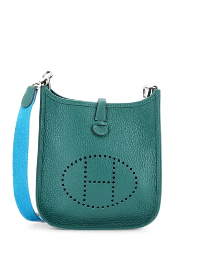 Pre-owned Hermes Evelyne Bag Gen Iii Clemence Tpm Crossbody Bag In Green
