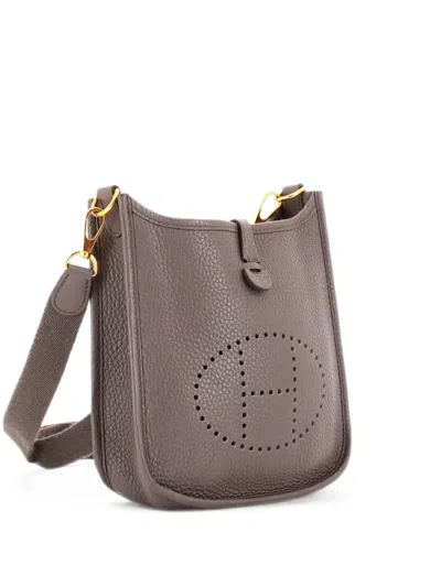 Pre-owned Hermes Evelyne Bag Gen Iii Clemence Tpm Crossbody Bag In Grey