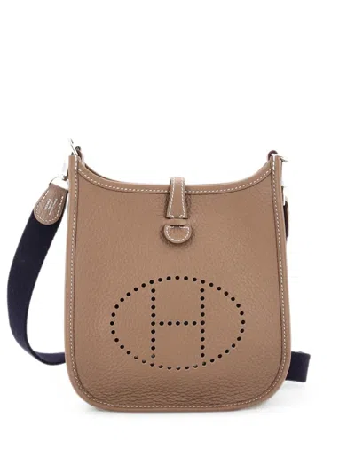 Pre-owned Hermes Evelyne Bag Gen Iii Clemence Tpm Crossbody Bag In Grey