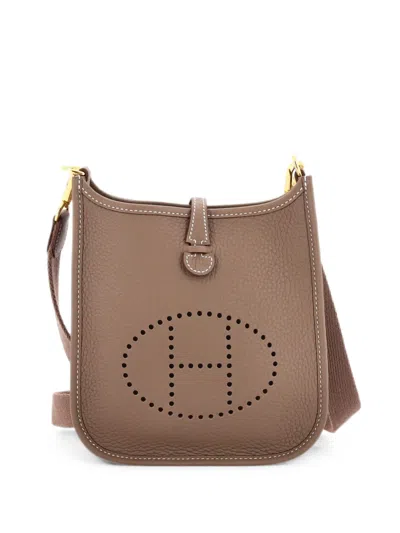 Pre-owned Hermes Evelyne Bag Gen Iii Clemence Tpm Crossbody Bag In Grey