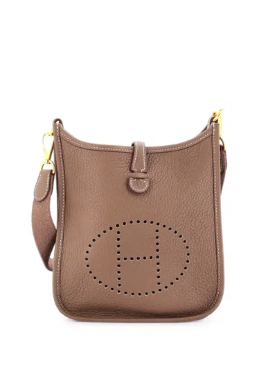 Pre-owned Hermes Evelyne Bag Gen Iii Clemence Tpm Crossbody Bag In Grey