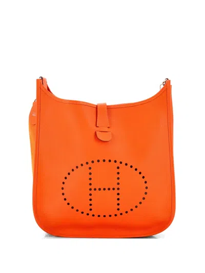 Pre-owned Hermes Evelyne Bag Gen Iii Epsom Gm Crossbody Bag In Orange