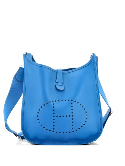 Pre-owned Hermes Evelyne Bag Gen Iii Epsom Pm Crossbody Bag In Blue