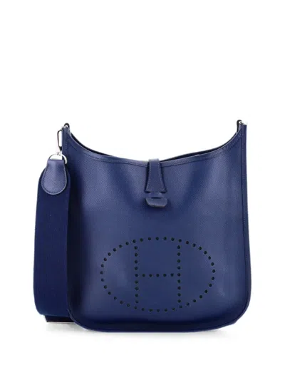 Pre-owned Hermes Evelyne Bag Gen Iii Epsom Pm Crossbody Bag In Blue